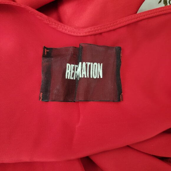 Reformation Cher V Neck Silk Slip Dress in Red XS - Picture 8 of 8